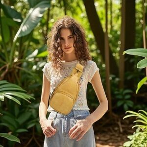 Crossbody Slingbag/Back-pack is made of soft vegan PU leather